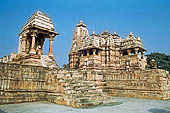 Khajuraho - Jagadambi temple and the small Mahadeva temple on the same platform on the left 